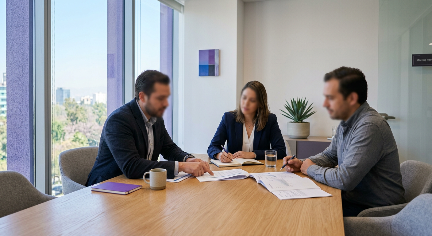 Consultores de Tēsselum en una reunión de asesoría con un cliente